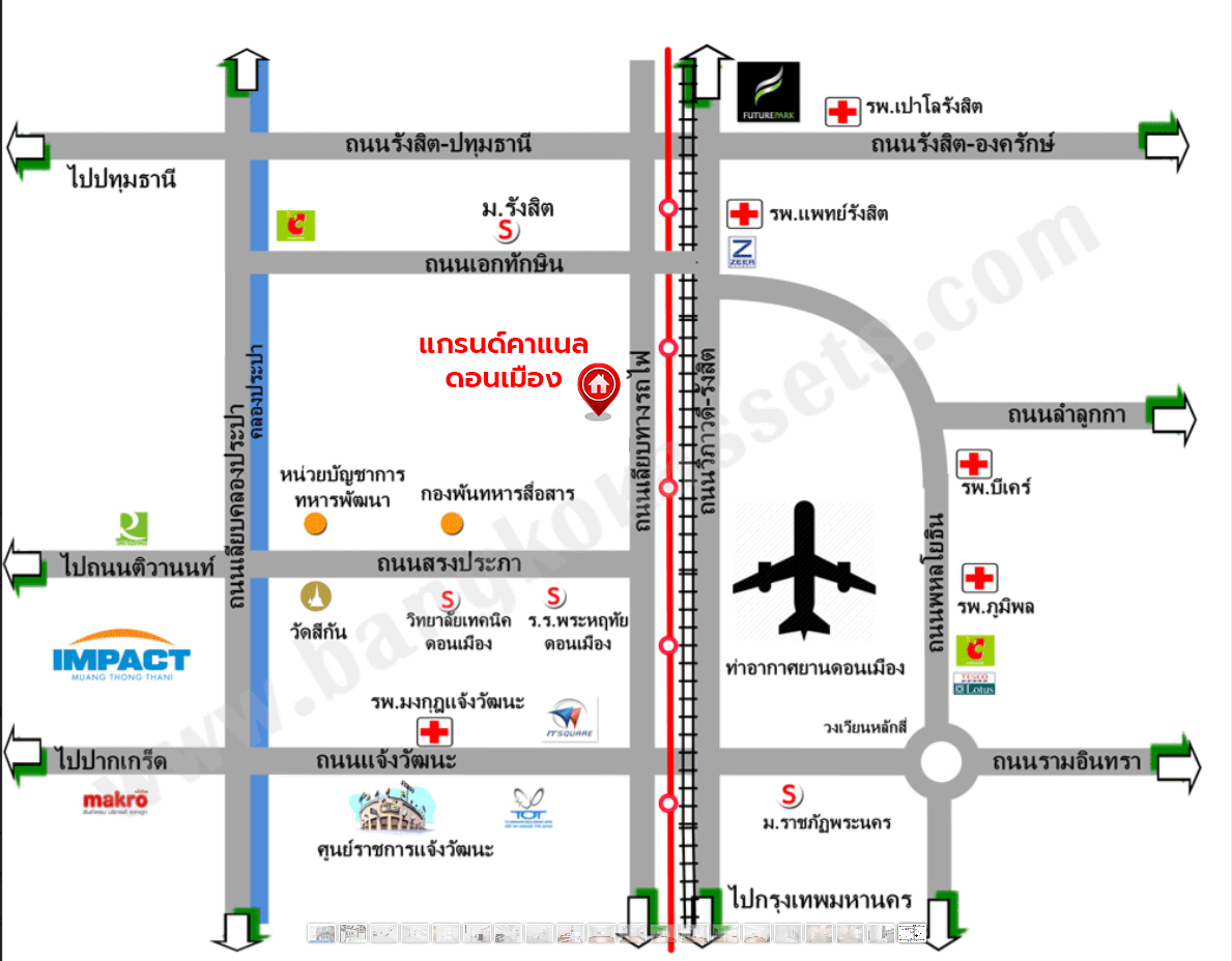 บ้านมือสองตกแต่งใหม่ โครงการ แกรนด์คาแนล ดอนเมือง หลังริม เนื้อที่กว้าง 156.7 ตร.ว. พื้นที่ใช้สอยกว้างถึง 640.02 ตร.ม. ฟังก์ชัน 4 ห้องนอน 5 ห้องน้ำ 2 ห้องอเนกประสงค์ 1 ห้องแม่บ้าน 3 ที่จอดรถ บนทำเลแห่งการเดินทาง เชื่อมต่อถนนวิภาวดี-รังสิต ถนนเชิดวุฒากาศ ใกล้รถไฟฟ้าสายสีแดง "สถานีดอนเมือง" และจุดขึ้นทางด่วน "อุตราภิมุข" ใกล้สนามบินดอนเมือง และมหาวิทยาลัยรังสิต
